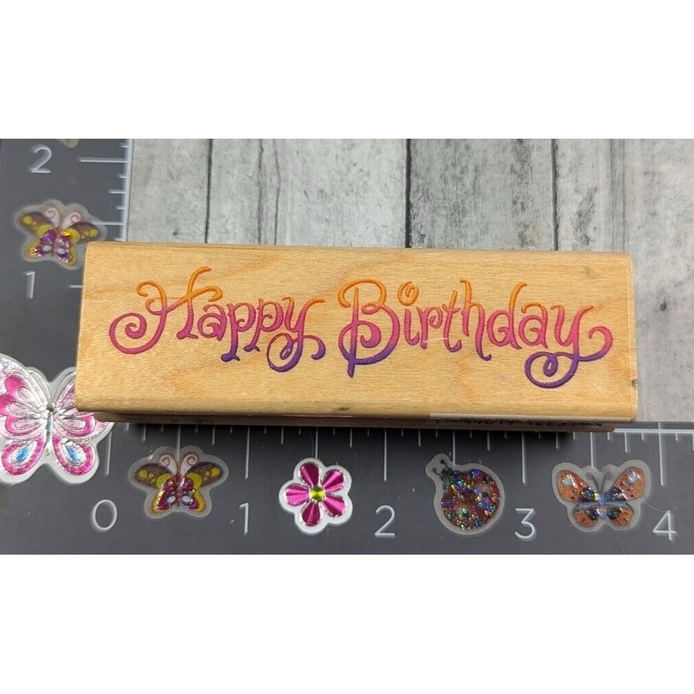 Stampendous Whimsical Happy Birthday G034 Rubber Stamp Wood #H10